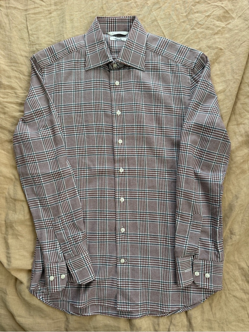 EUC Suitsupply Egyptian Cotton Plaid Dress Shirt Button Down 14.5